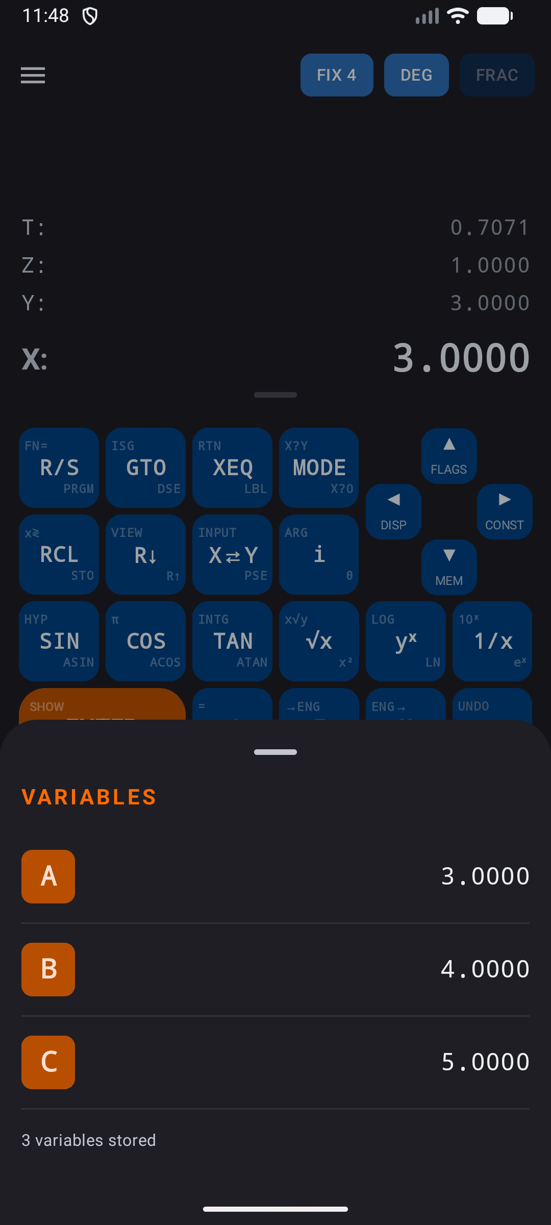 Stored variables
