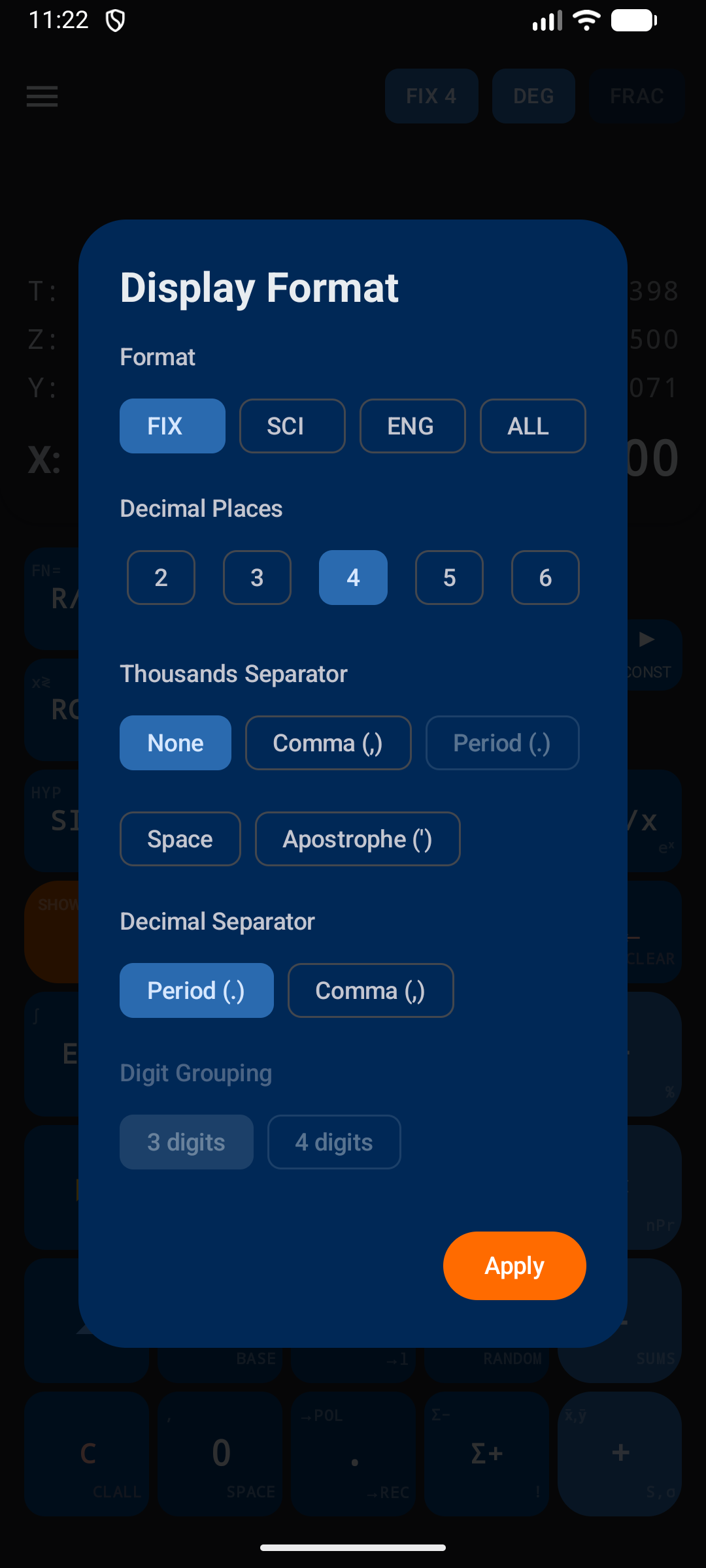 Configurable display format