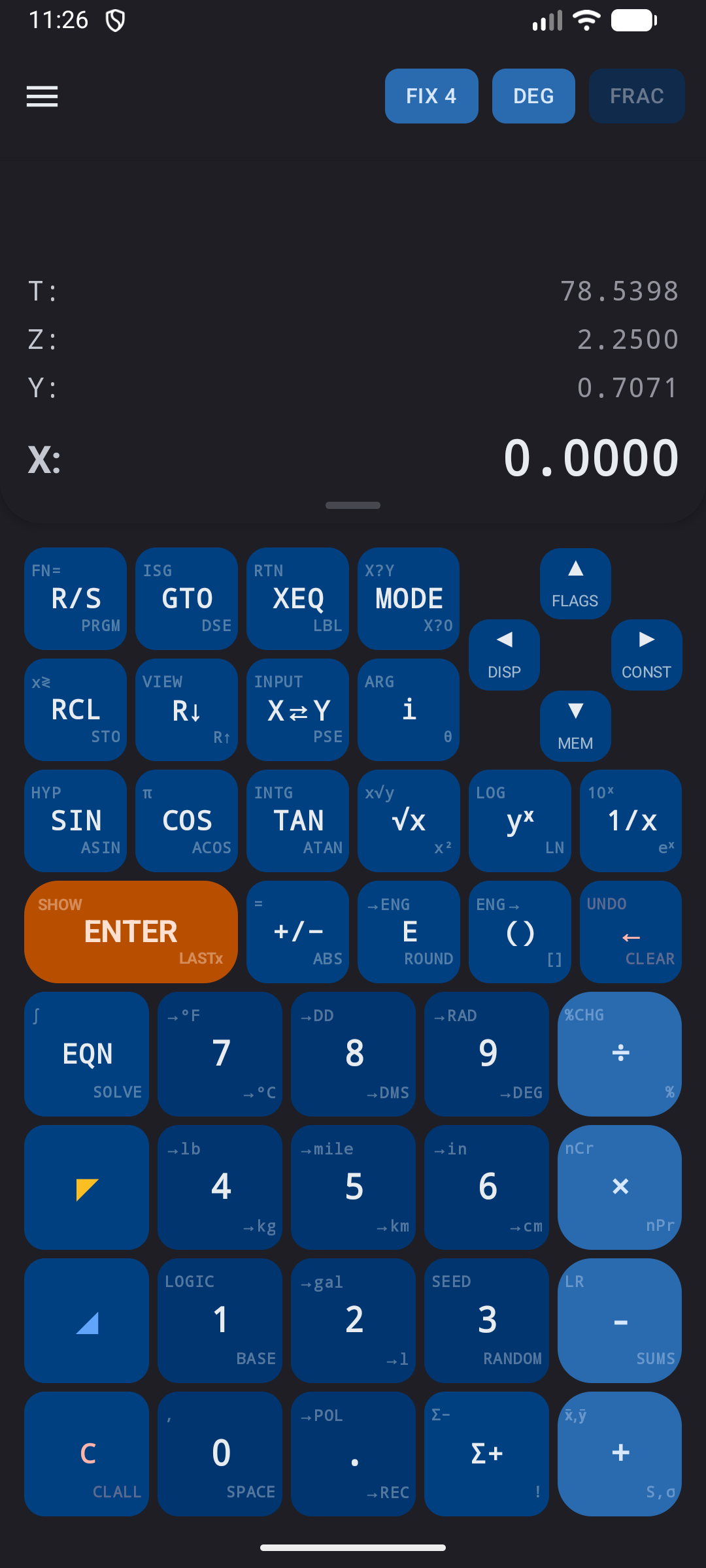 HP 35s-style keypad