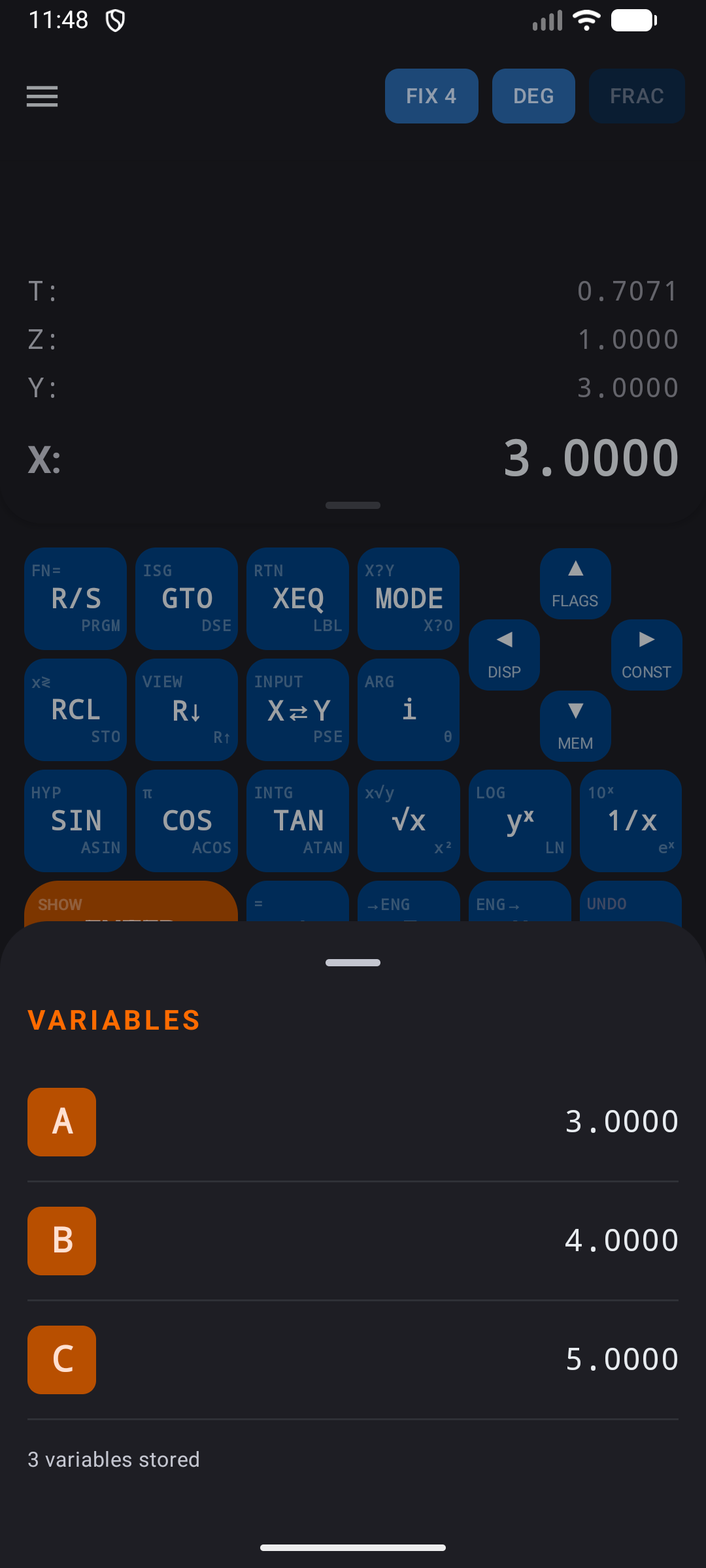 Stored variables